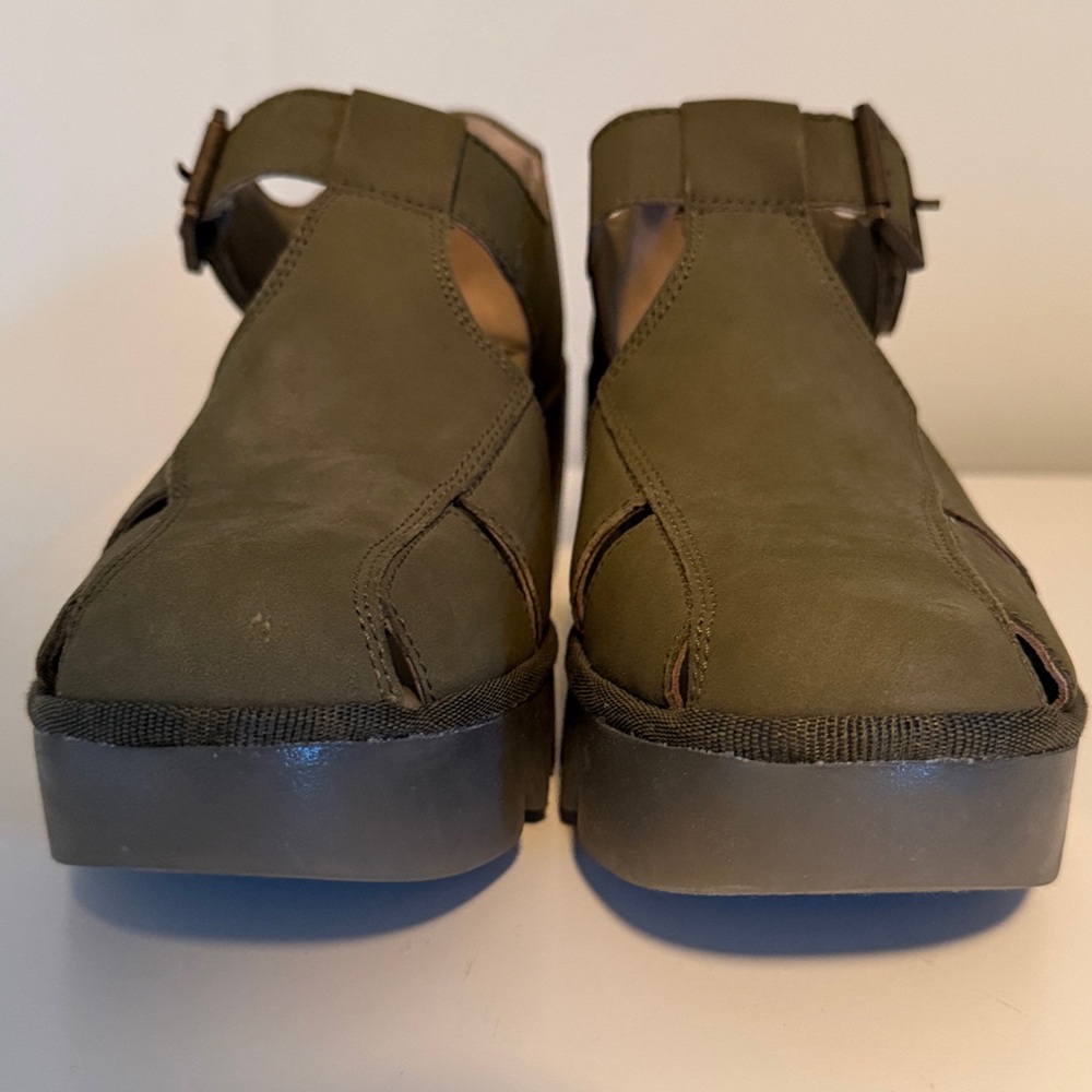 Fly London BURI481FLY Wedge Sandals in Olive Green Womens size 42/11-11.5 - Picture 4 of 13